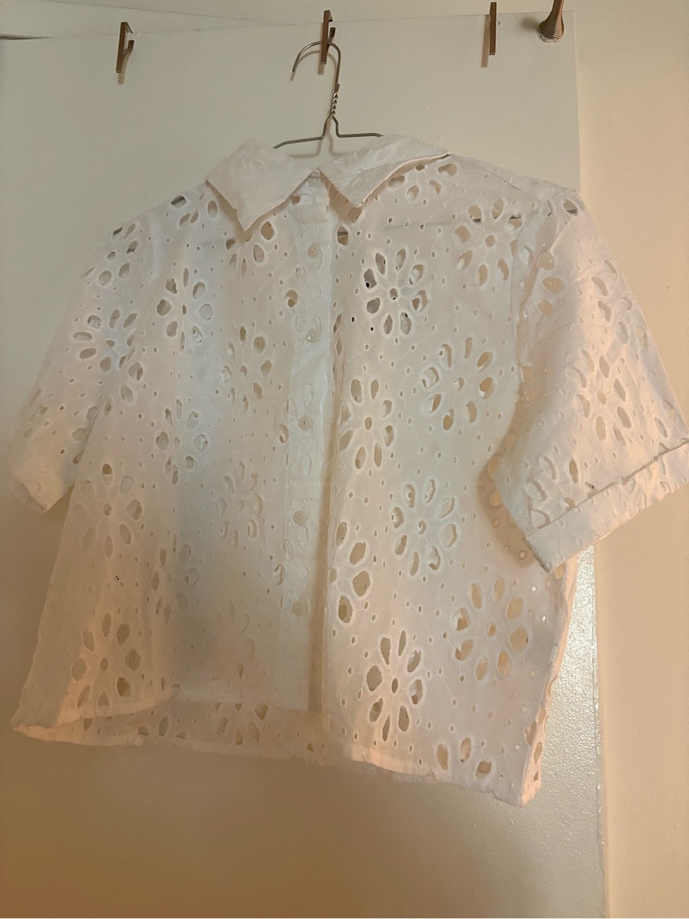 Girls' White Eyelet Button-Front Top